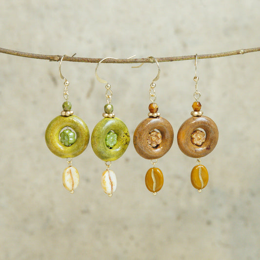 Handmade Bagel Czech Glass Bead Earrings