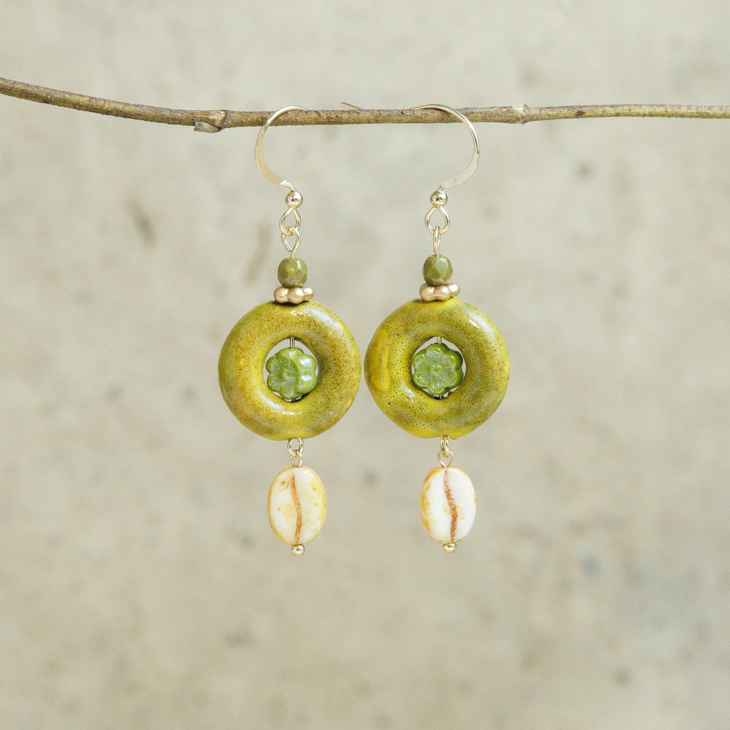 Handmade Bagel Czech Glass Bead Earrings