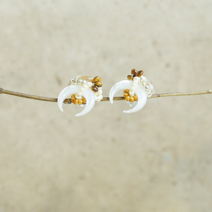 Handmade Moon-Shaped Nacre Earrings