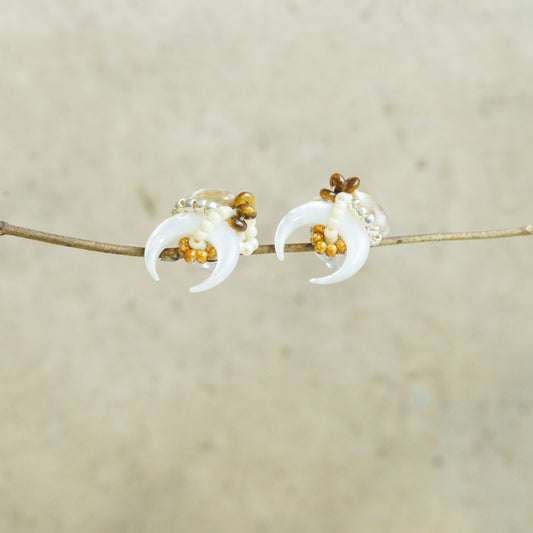 Handmade Moon-Shaped Nacre Earrings