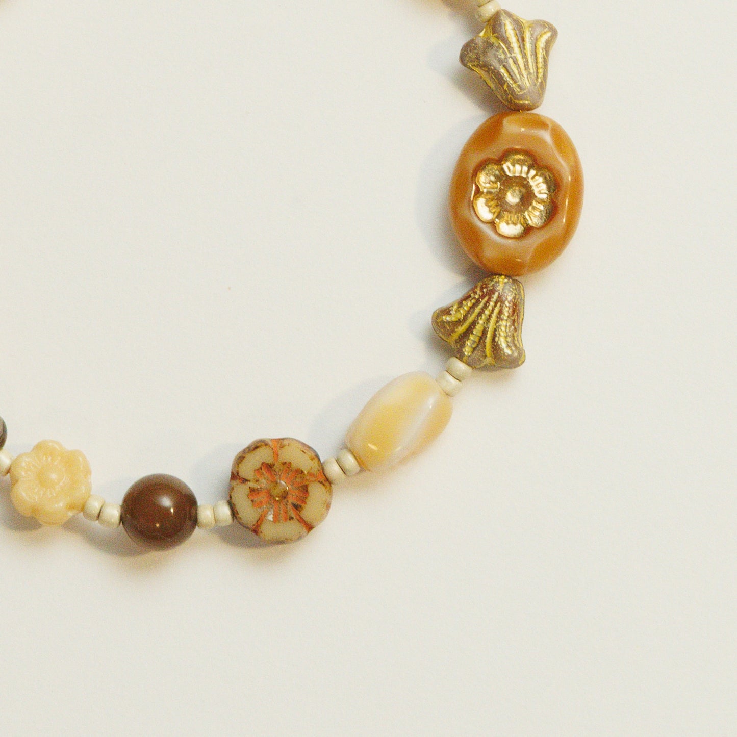 Handmade Cream-Colored Czech Glass Beaded Bracelet – Bubble Tea