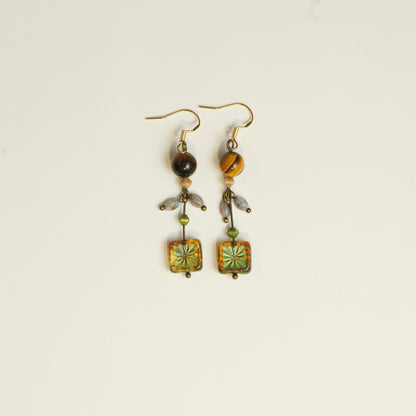 Handmade Tiger’s Eye Czech Glass Bead Earrings