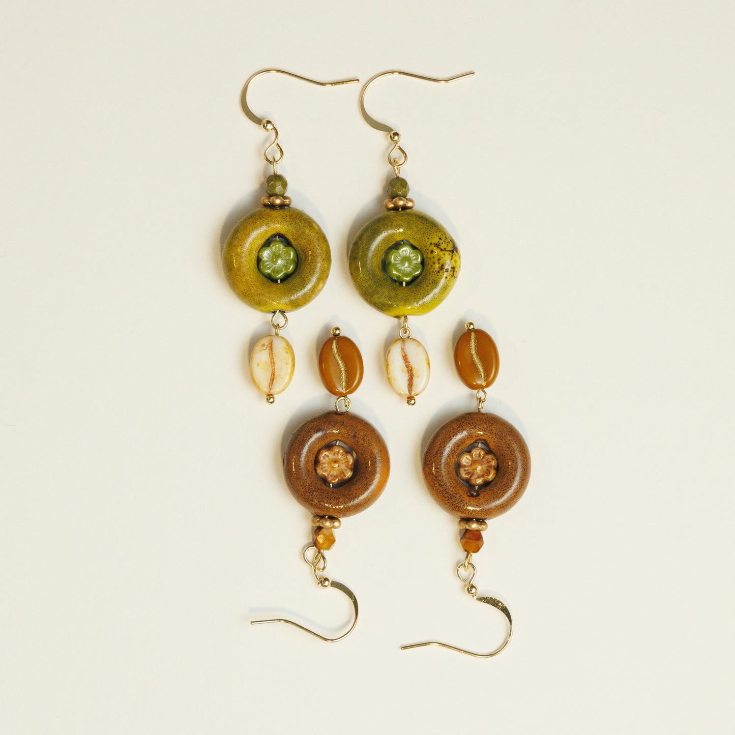 Handmade Bagel Czech Glass Bead Earrings