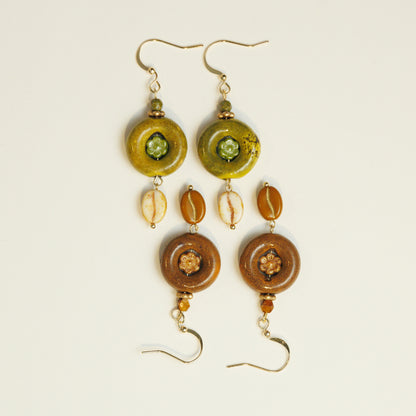 Handmade Bagel Czech Glass Bead Earrings