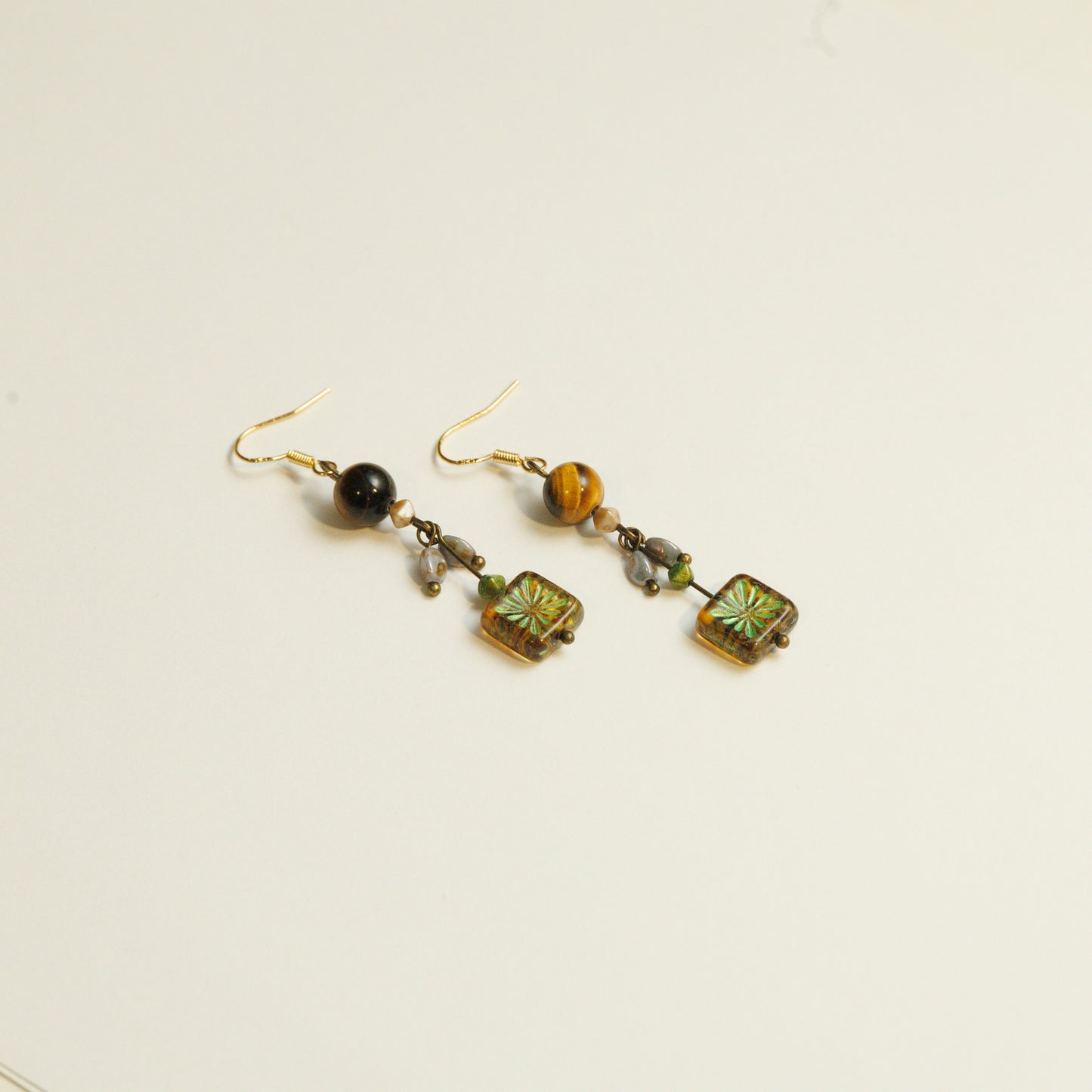 Handmade Tiger’s Eye Czech Glass Bead Earrings