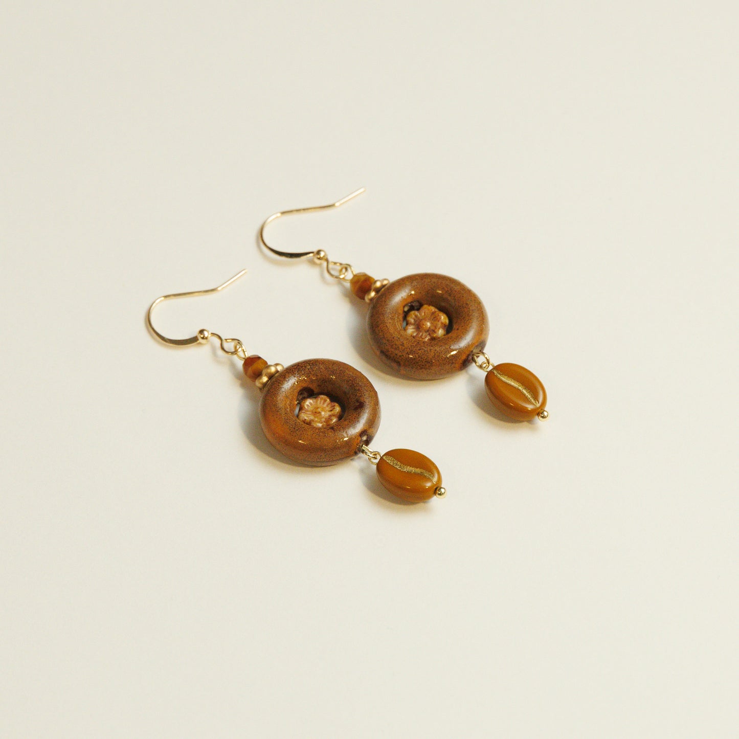 Handmade Bagel Czech Glass Bead Earrings