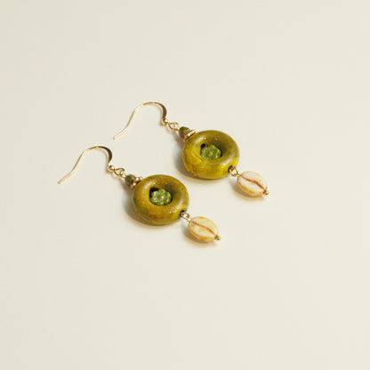 Handmade Bagel Czech Glass Bead Earrings