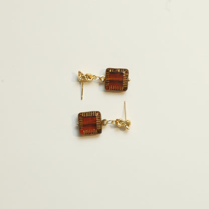 Handmade Ember Czech Glass Bead Earrings