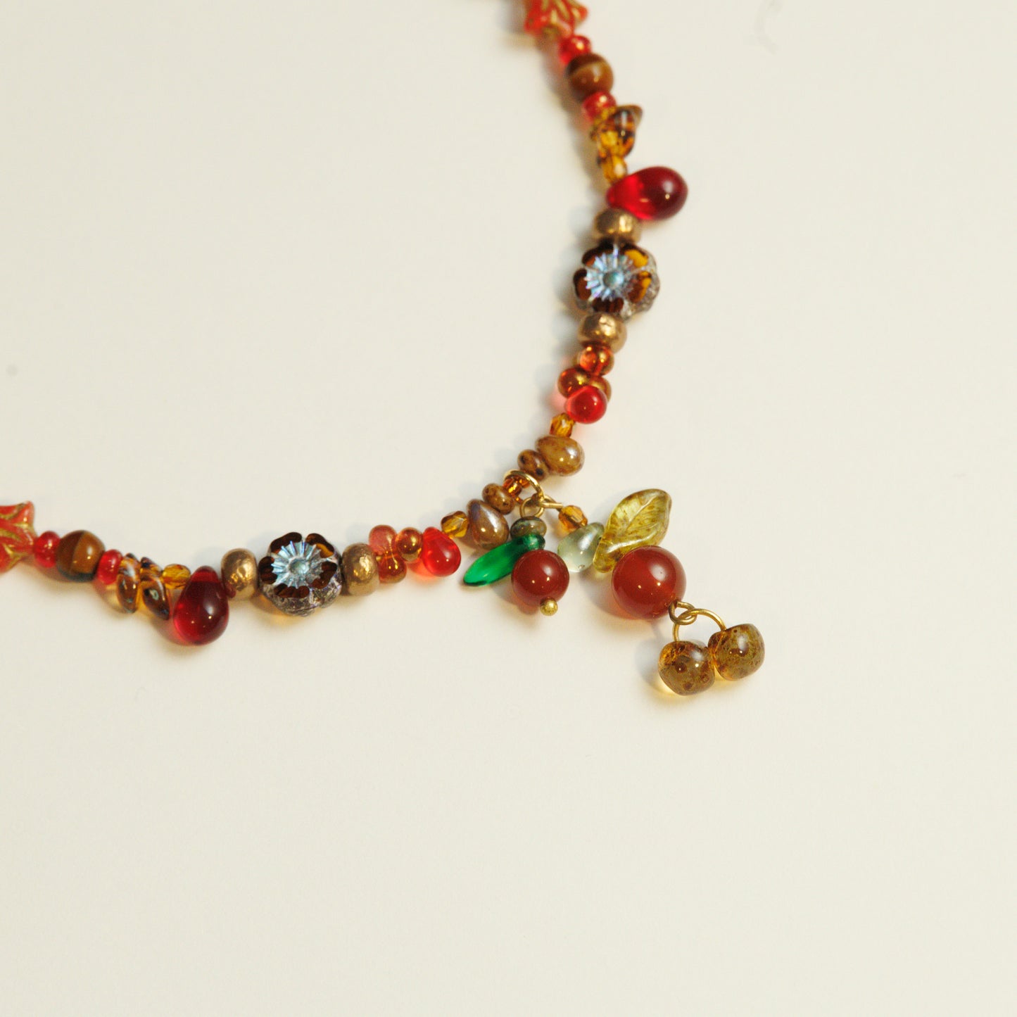 Handmade Cherry Czech Glass Beaded Necklace