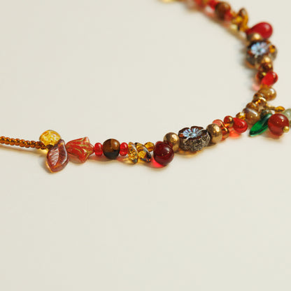 Handmade Cherry Czech Glass Beaded Necklace