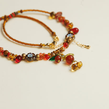 Handmade Cherry Czech Glass Beaded Necklace