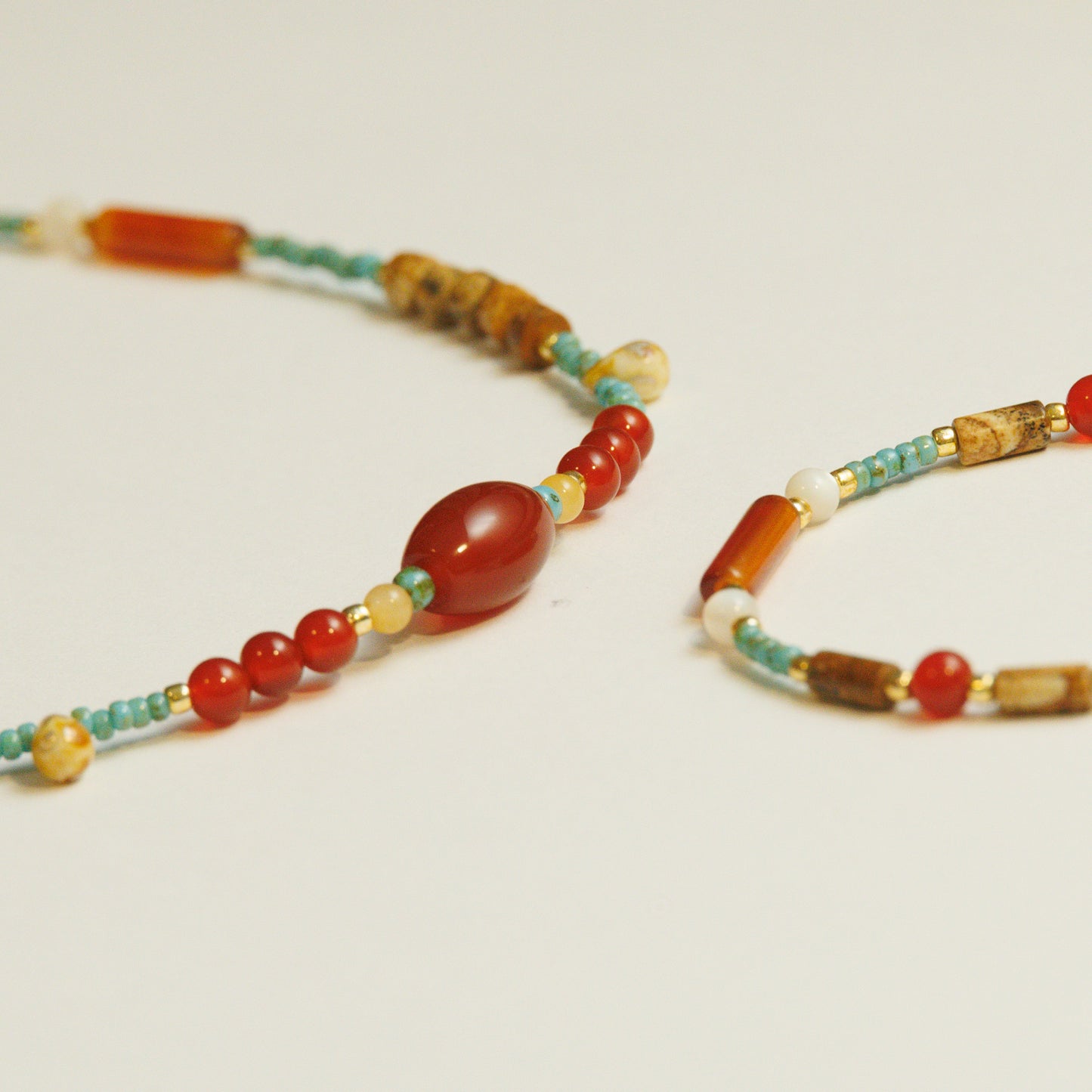 Handmade Red Agate Yellow Jade Bracelet