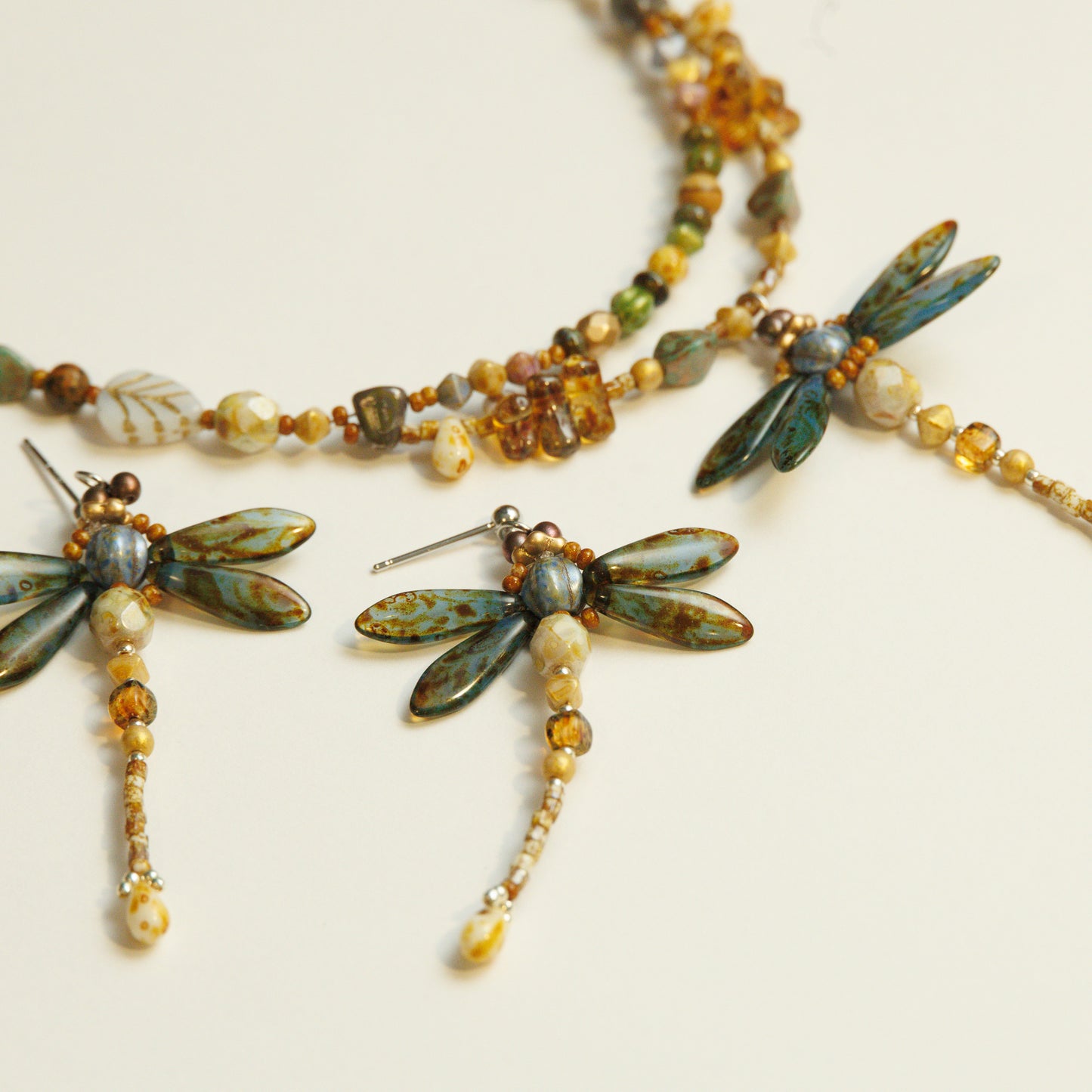 Handmade Bead Weaving Dragonfly Necklace