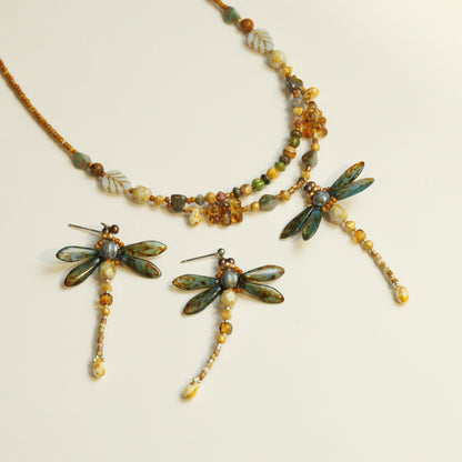 Handmade Bead Weaving Dragonfly Necklace