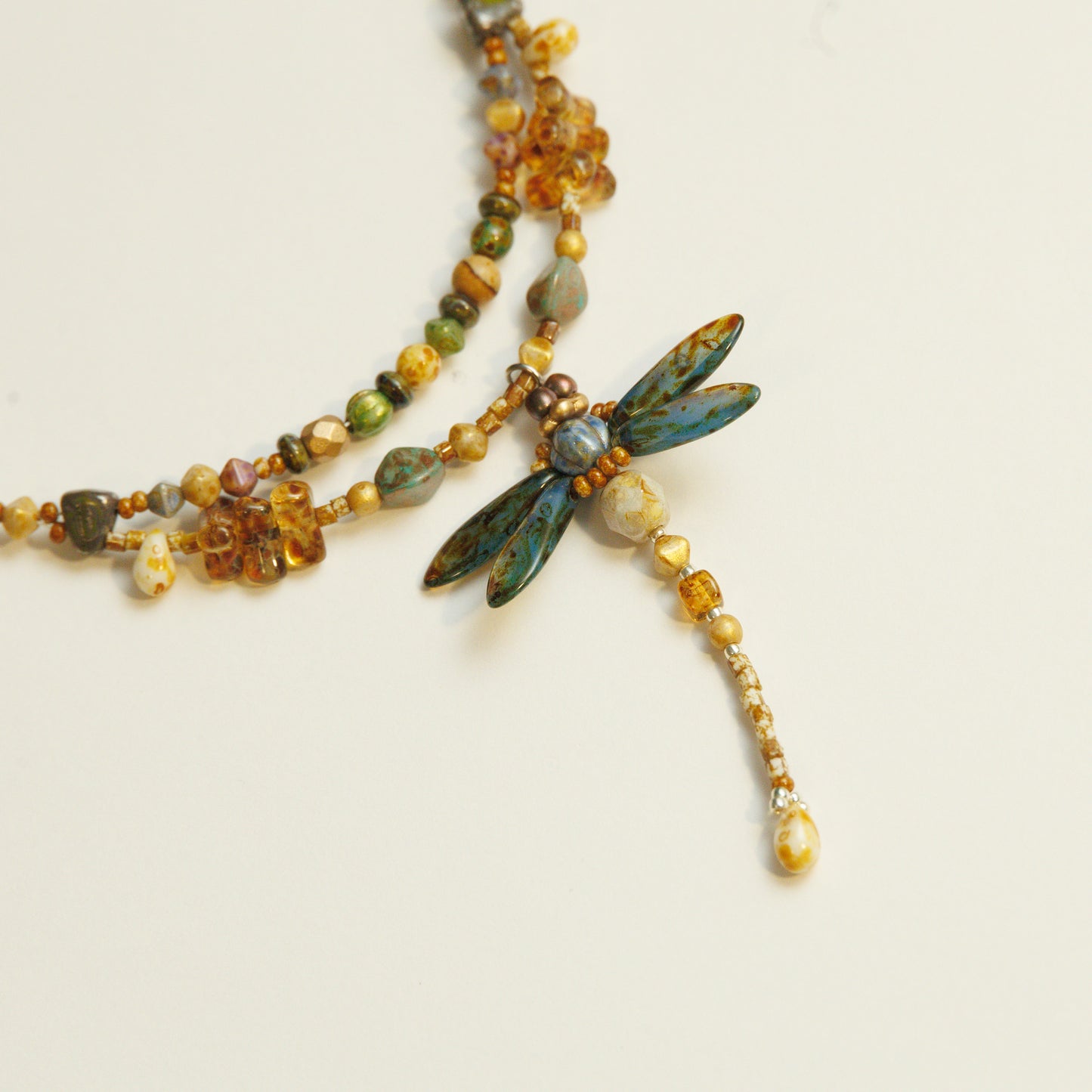 Handmade Bead Weaving Dragonfly Necklace