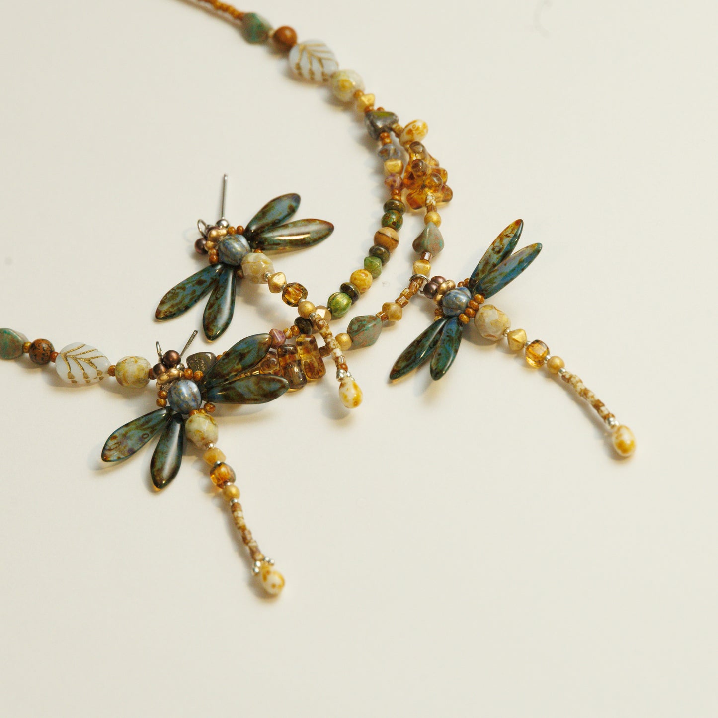 Handmade Bead Weaving Dragonfly Necklace