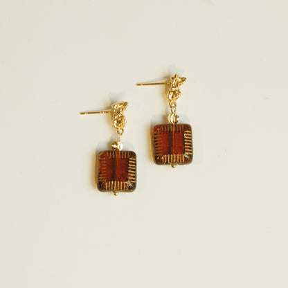 Handmade Ember Czech Glass Bead Earrings