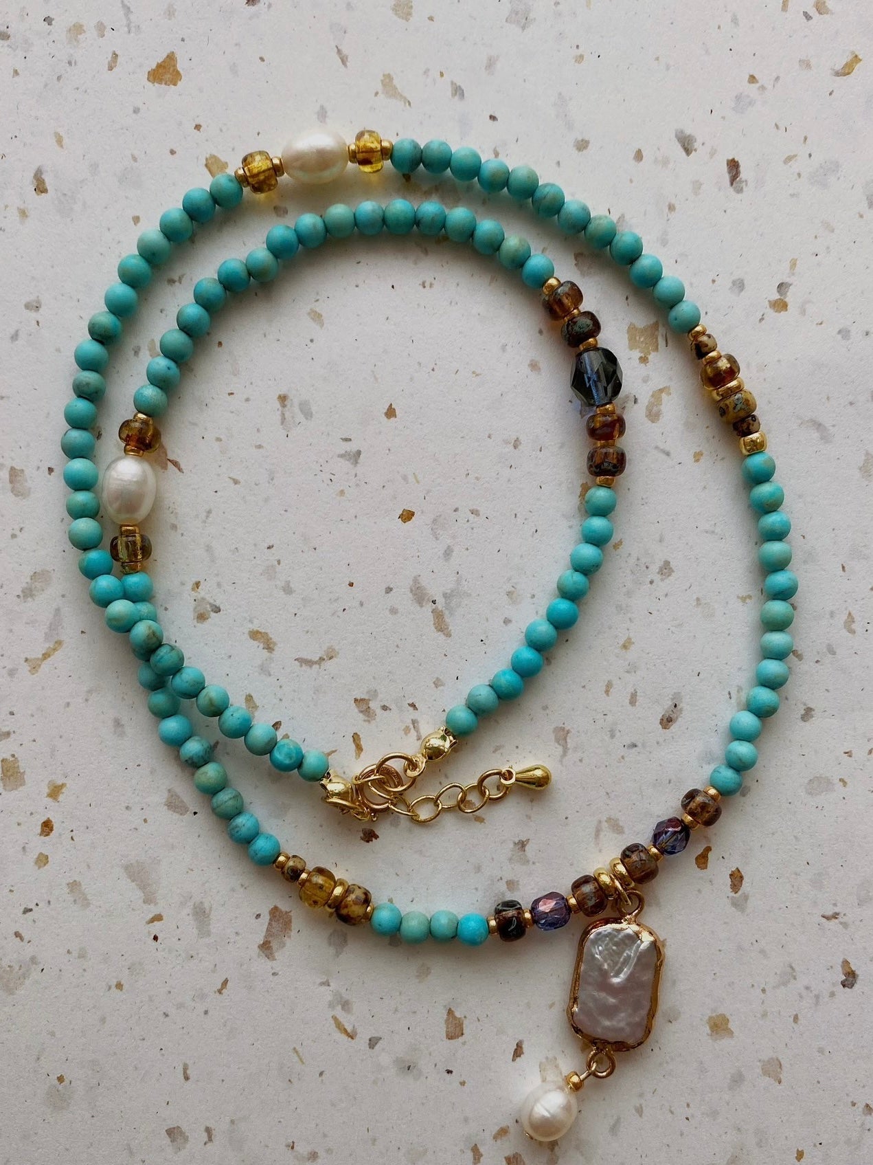 Turquoise and Pearl Necklace