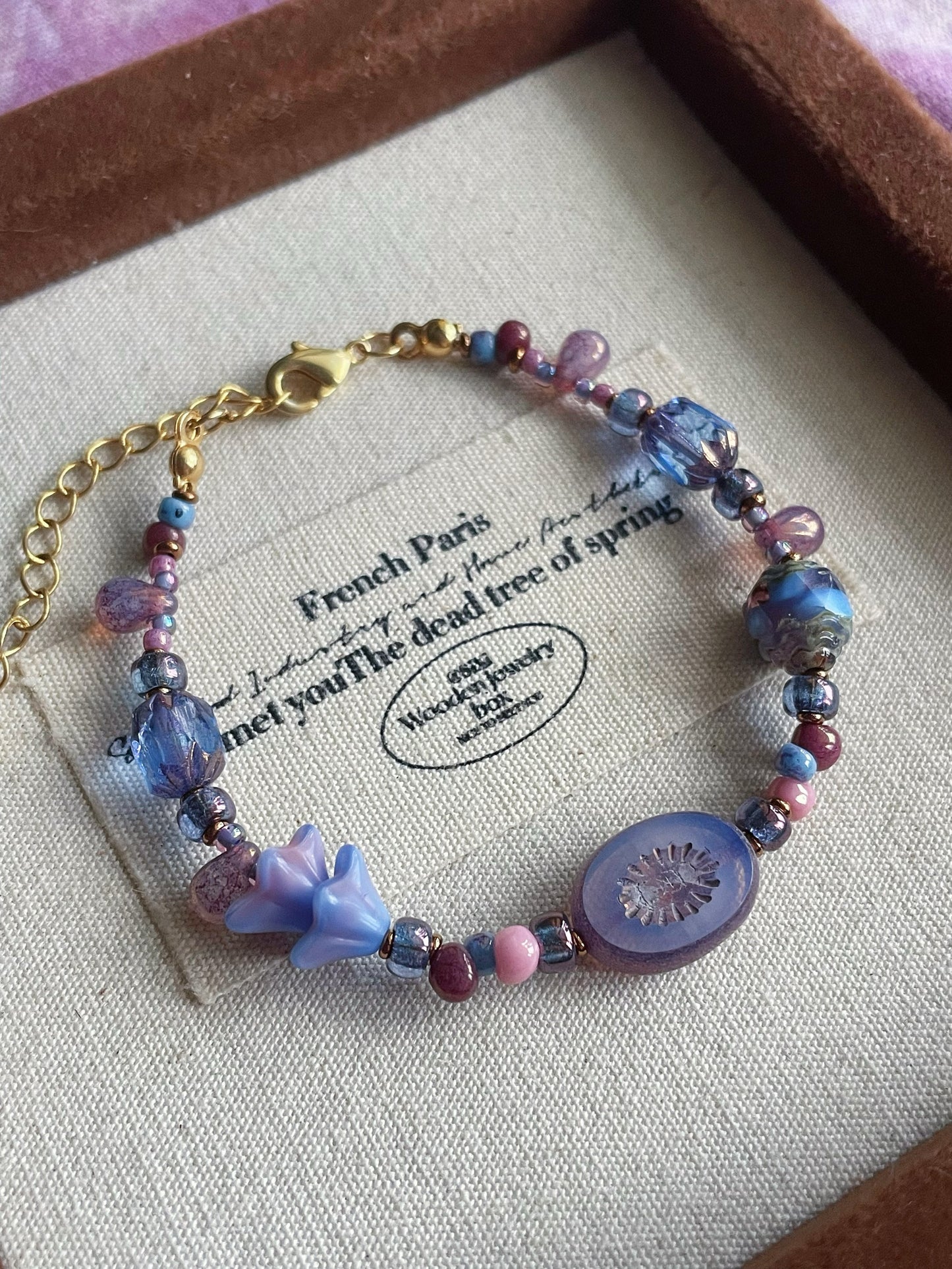 Handmade Purple Czech Glass Beaded Bracelet