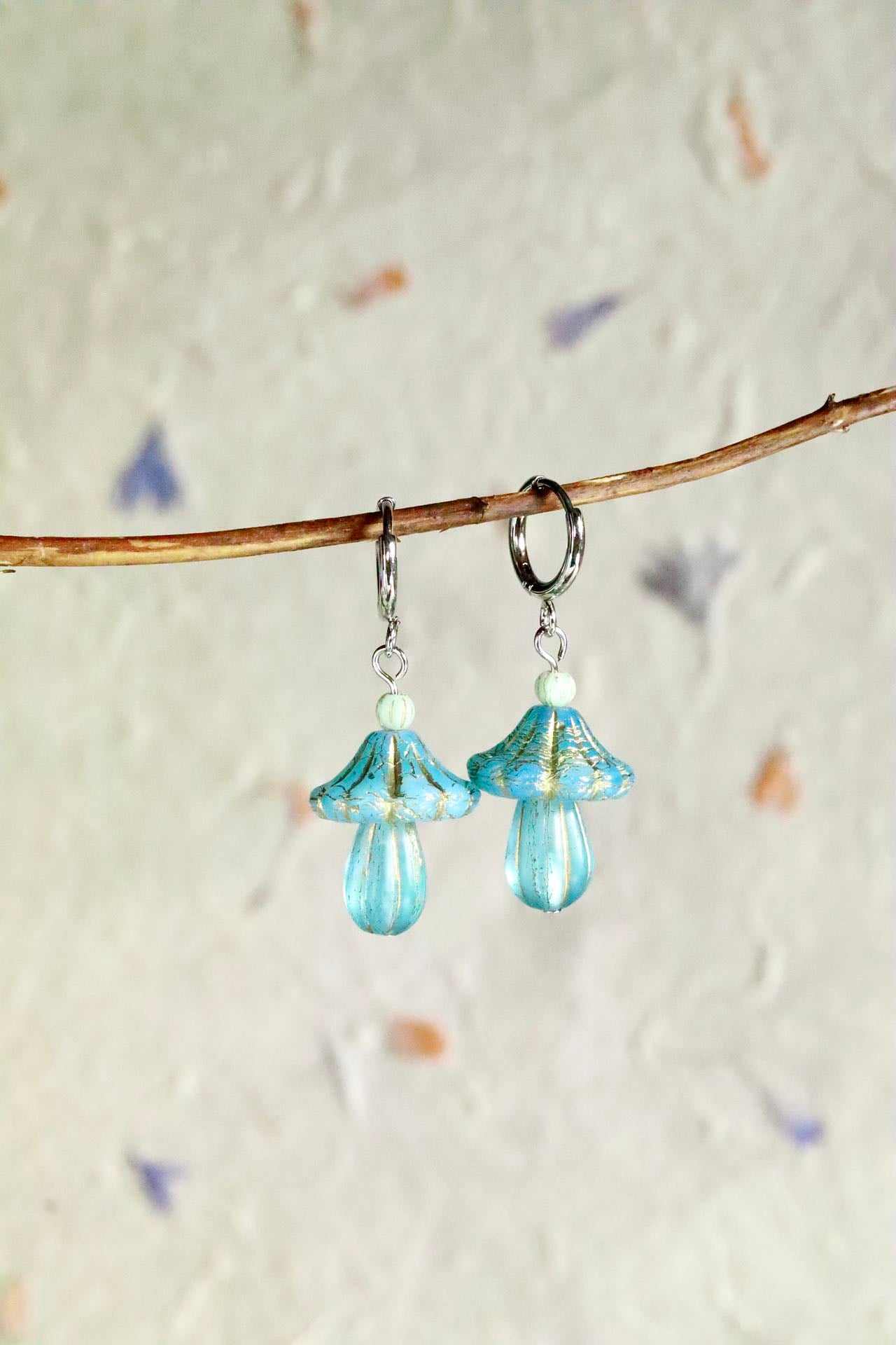 Mushroom Earrings | Indigo Milk Cap - Toxic Level 2/10