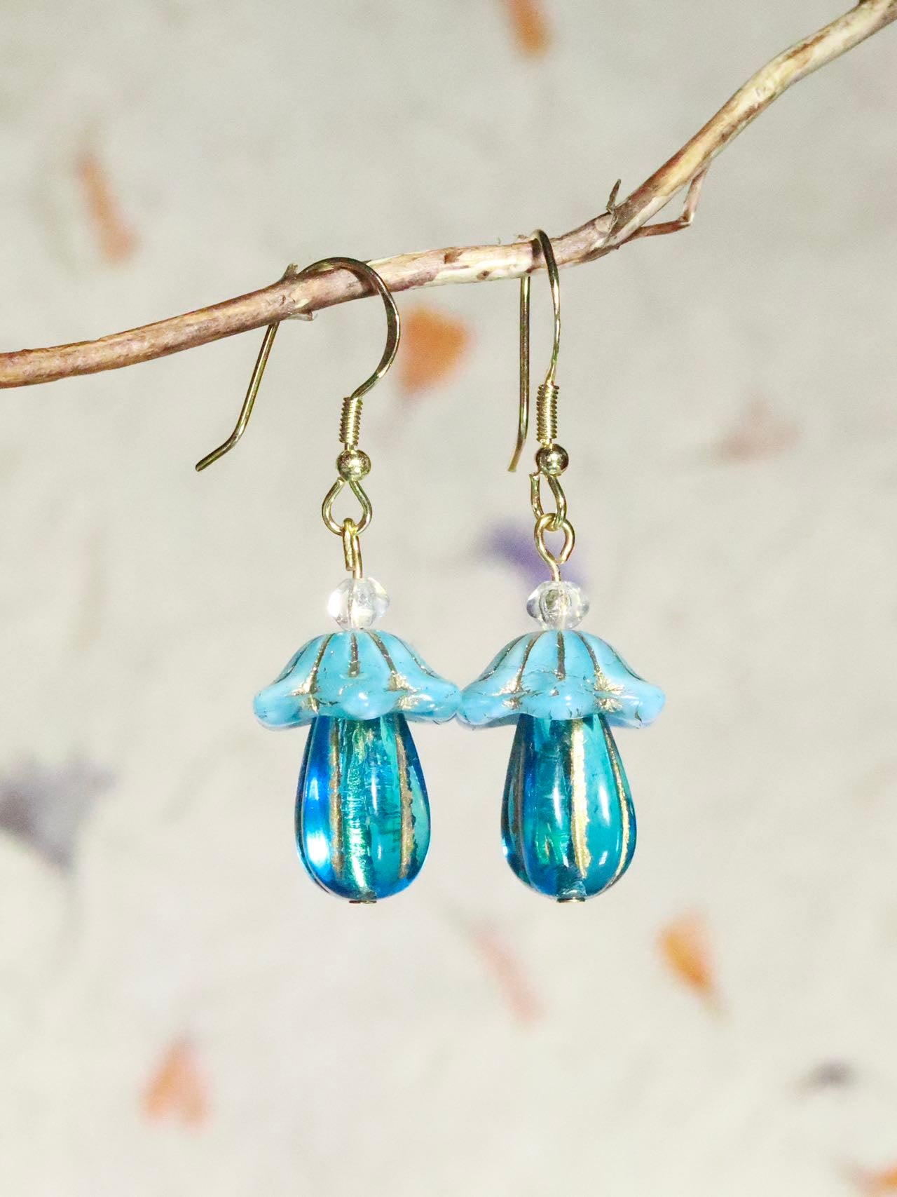 Mushroom Earrings | Indigo Milk Cap - Toxic Level 2/10